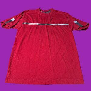 Vtg Y2K Point Zero T Shirt Mens Medium Red Short Sleeve Stripe Cotton